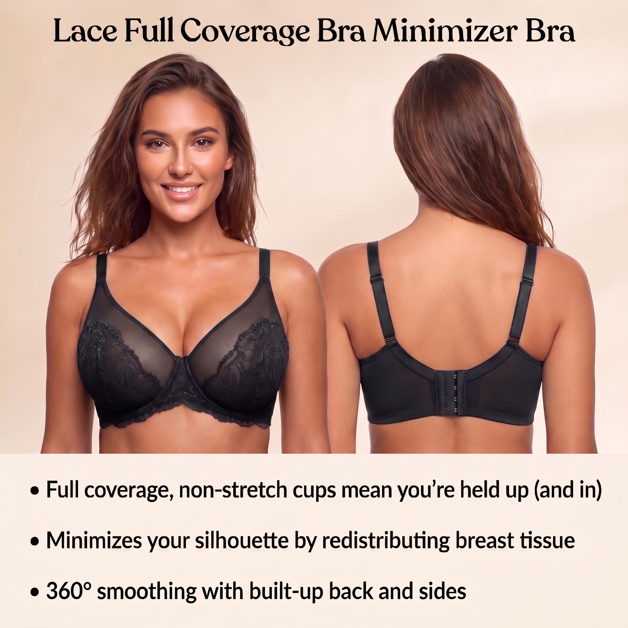 HSIA Blossom Floral Soft Lace Unlined Sheer Mesh Full Coverage Plus Size Non-Padded Underwire Bra Womenswear HSIA Blossom Floral Soft Lace Unlined Sheer Mesh Full Coverage Plus Size Non-Padded Underwire Bra Womenswear