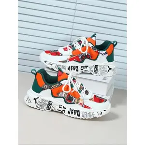 Men's fashionable color blocked letter printed lace up low cut sports shoes, casual, comfortable, breathable sports running shoes, men's fully matched round toe thick soled sports shoes, suitable for daily life shoes, men's casual