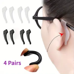 4 Pairs Silicone Anti-Slip Eyeglass Ear Hooks, Comfortable Elastic Ear Hooks, Stable Frame Support Case, Durable & Secure Fit, Glasses Ear Hook, Christmas gift