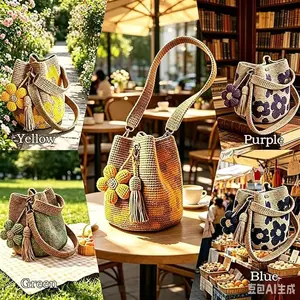 Handmade Crochet Flower Tote Bag for Daily Commuting and Casual Travel, Lightweight Shoulder Bag With Spacious Design and Stylish Knitted Texture