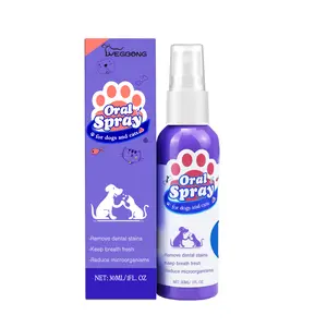 Pet Dogs & Cats Dental Care Spray, Vet-Recommended Breath Freshener Teeth Cleaning Spray, Eliminate Bad Breath, Relieve Gum Redness, Reduce Plaque & Tartar, No Brushing dog oral hygiene pet oral care