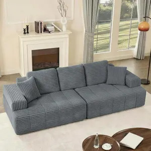 L-Shape Sectional Couches for Living Room Boneless Comfy Corduroy Fluffy Couch Sectional Couches for Living Room Corduroy Cloud Velvet Modular Boneless Couch