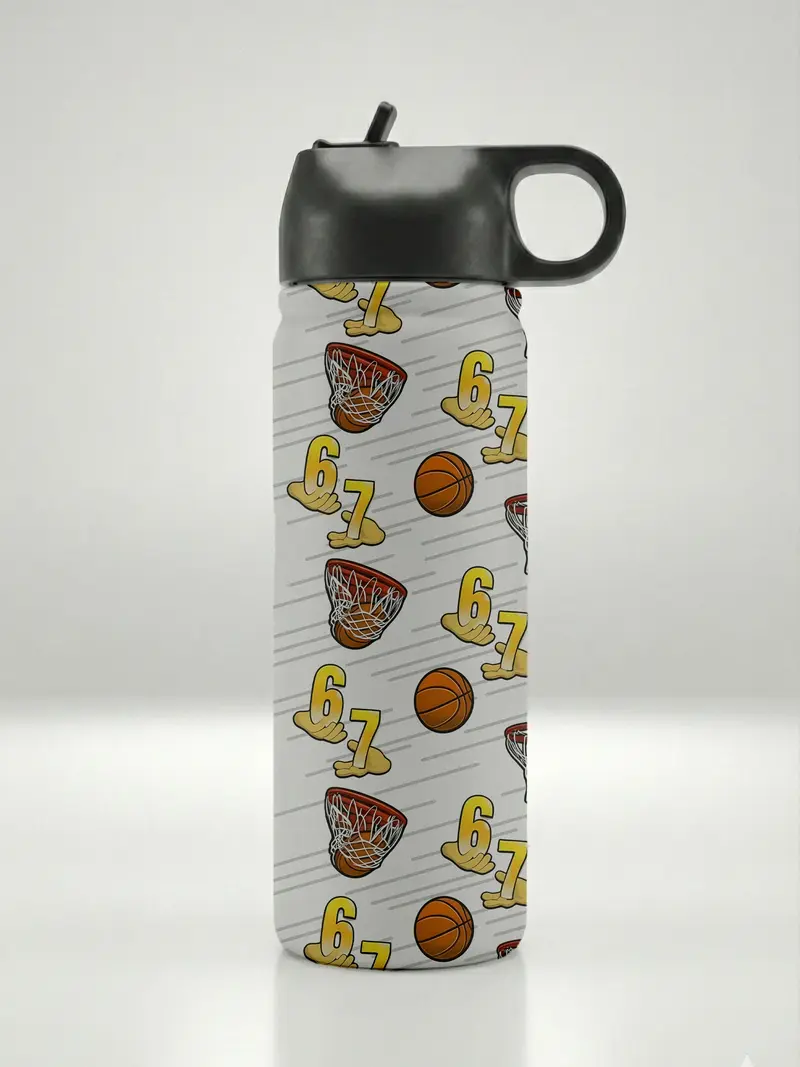 Funny Six Seven 6-7 Basketball Thermos Water Bottle 18oz Stainless Steel  Playful 6-7 Meme  Basketball BPA-Free Portable for Holidays Fitness and Gift For Men Women