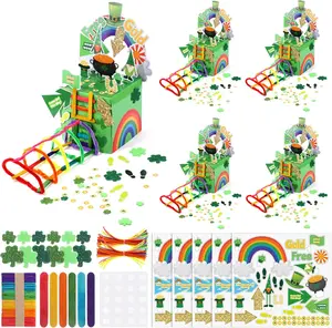 12-Pack Colorful Traditional Leprechaun Trap Kit, DIY Irish Saint Patrick's Day Craft Supplies with Boxes, Festive Party Decor & Gift for Classroom Activities