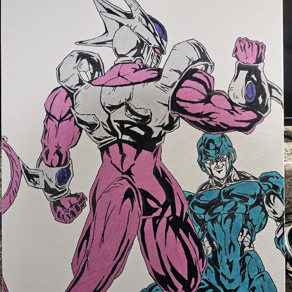 18x24 Canvas Art DBZ Sharpie Art - Vibrant Anime Characters on Canvas - Perfect for Home Decor and Gift