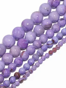 4/6/8/10/12mm Natural Stone Deep Purple Persian Gulf Chalcedony Round Beads Elegant Loose Spacing Beads Suitable for Jewelry Making DIY Exquisite Bracelets Necklaces Women's Gifts