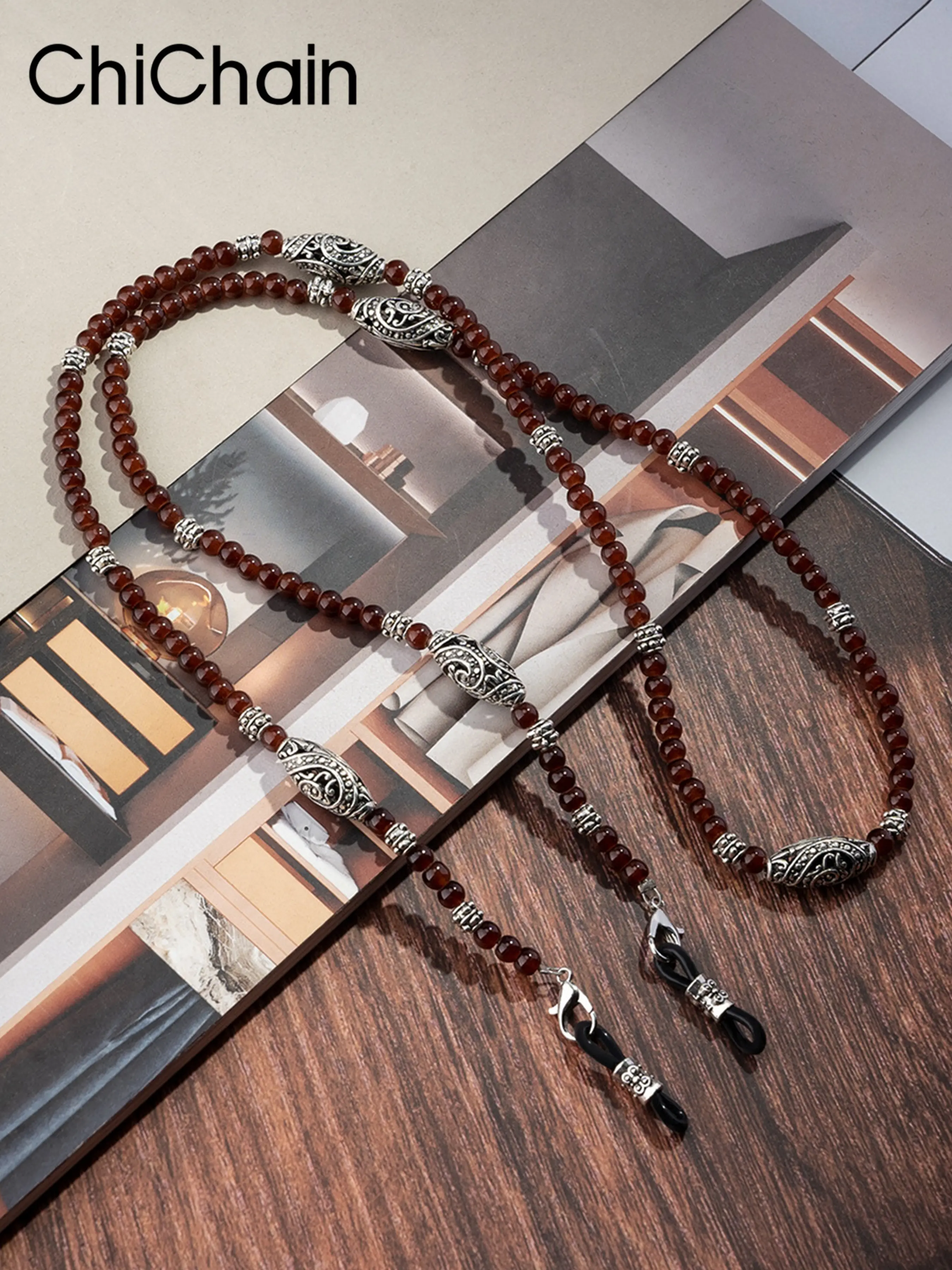Vintage Glass Crystal Eyeglass Chain, Trendy Eyewear Accessory, Durable Design, Perfect for Daily Use, Enhance Your Style