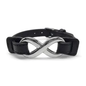 Black Leather Infinity Cuff Bracelet