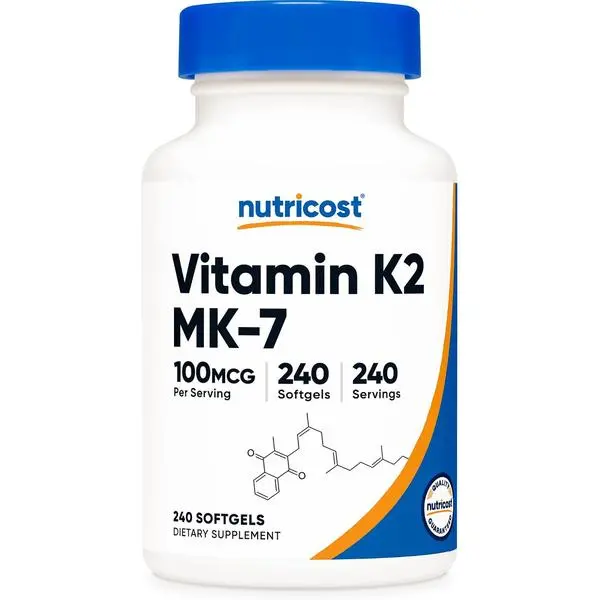 Vitamin K2 MK-7 Supplement (100 mcg) 120 Softgels - GMO-Free