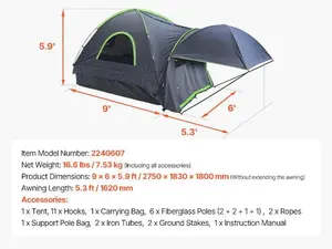 SucceBuy Pickup Truck Tent For Camping Waterproof PU2000 Expandable Awning