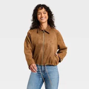 Women's Suede Bubble Bomber Jacket - Universal Thread