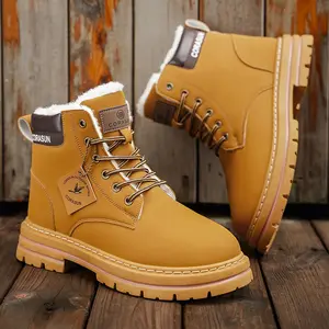 CORASUN 2025 US multi warehouse shipment for autumn and winter men's mid top sports and leisure shoes with fleece snow boots, anti slip work boots, leather covered outdoor boots, fashionable motorcycle boots