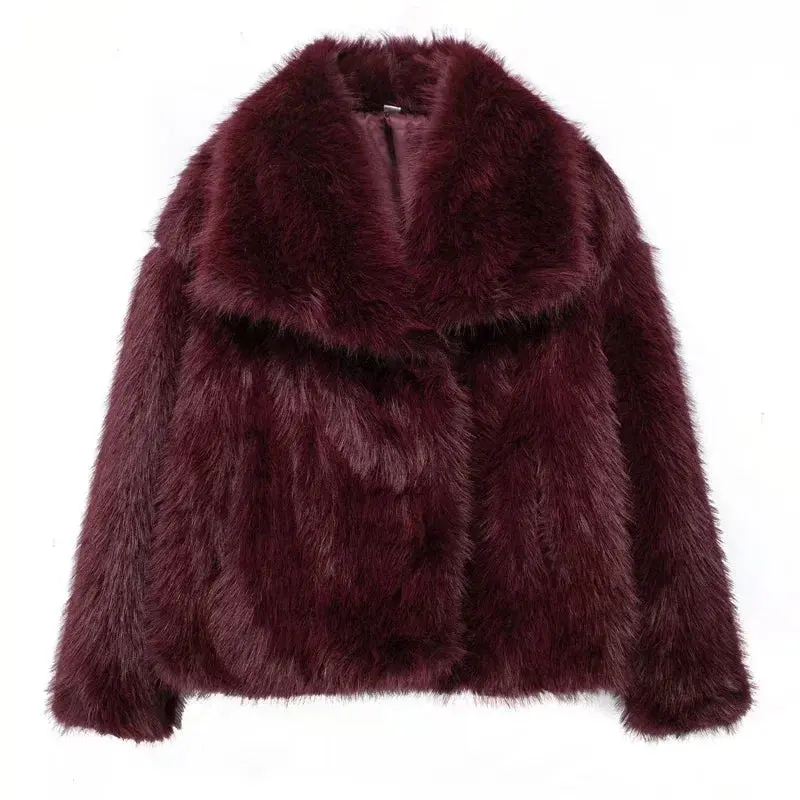 Winter Whisper Fur Coat- maroon