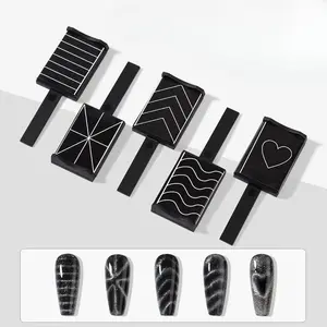 Magnetic Cat Eye Gel Nail Polish Tool, 5 Counts/set Magnetic Rod Set for 3D Magnetic Cat Eye Gel Polish, Professional & DIY Nail Art Design Tools