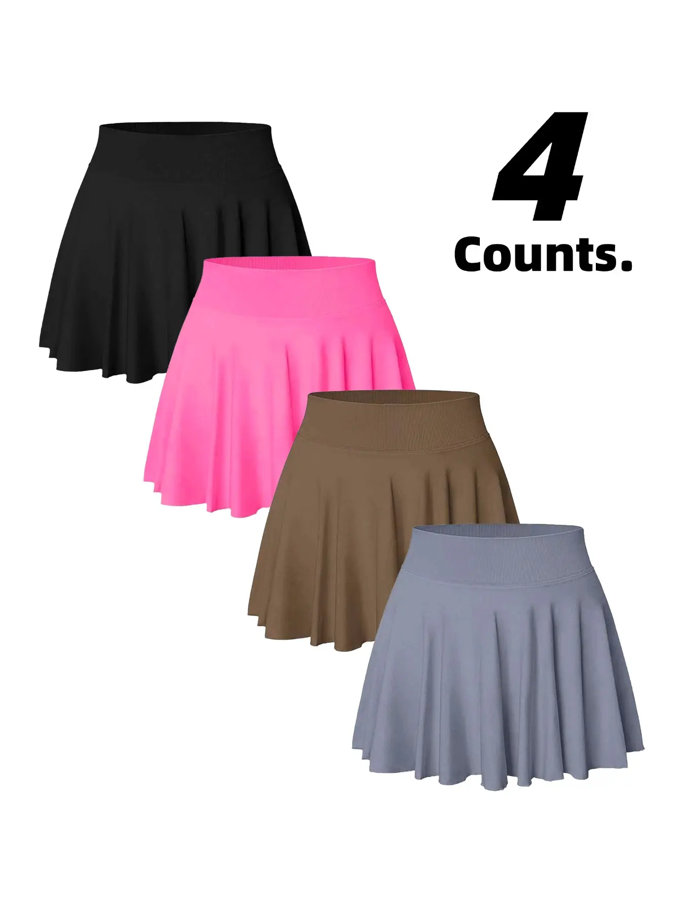 Women's Plain High Waist Tennis Skirt Set, Sporty Skirt, Sports Skirt, Workout Skirts, Sportswear Workout Skirts, Casual Fitted Yoga Shorts, Spring Summer Gym Wear, Anti-Slip Safety Pants Included