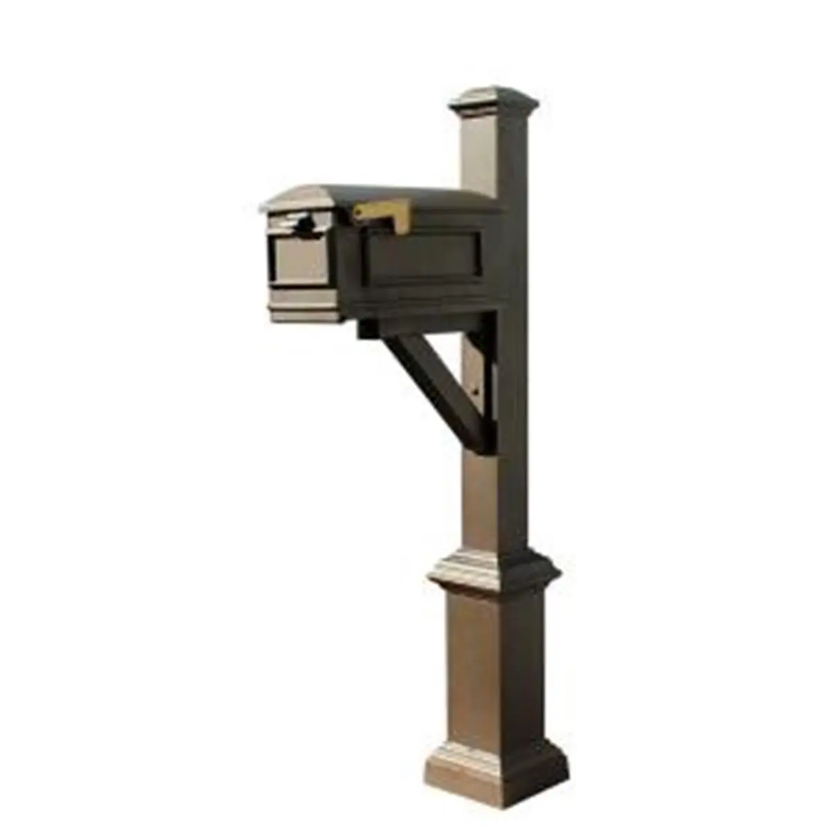 QualArc WPD-SB1-S4-LMC-BRZ Westhaven System with Lewiston Mailbox, Square Base & Large Ball Finial, Bronze