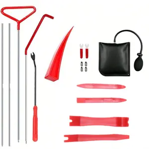 Car Dent Repair Removal Tool Set, Stainless Steel Long Reach Hook Tool, Multi-Functional Interior Removal Tools with Wedge, Screwdriver, Air Bag