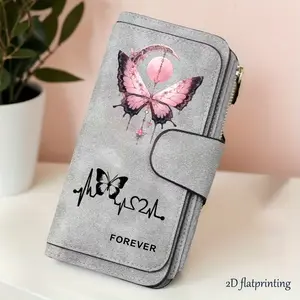 1pc Colored butterfly  pattern women's long wallet, multi-functional wallet, portable snap coin purse, Stylish Wallet, birthday gift and daily commuting essential, perfect holiday gift, suitable for outdoor, travel and family use, 3.03CYJ-14