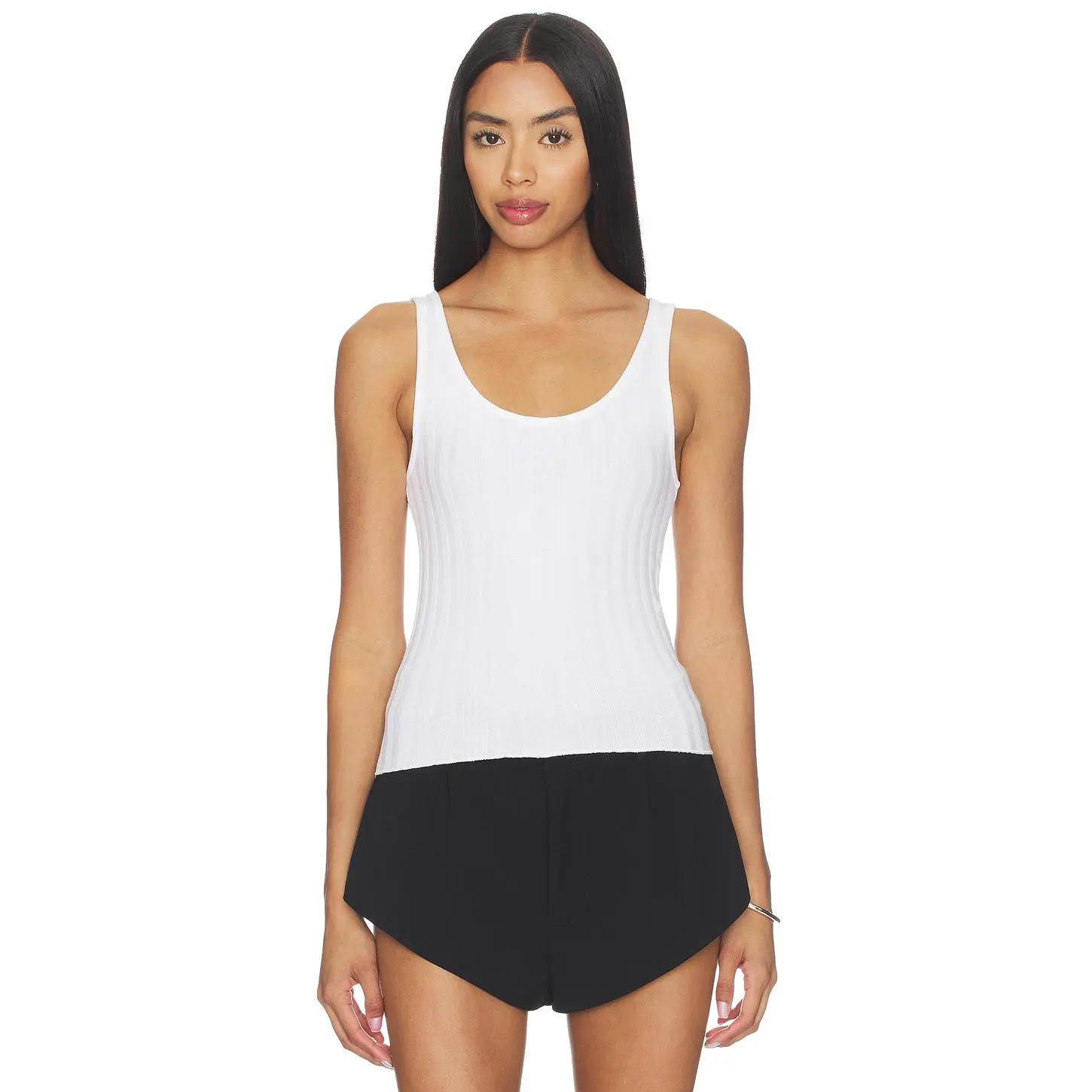 perfectwhitetee Poorboy Rib Tank Top in White