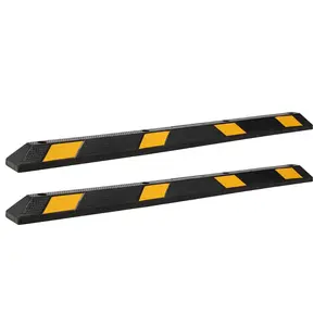 【Christmas Gift】Parking Stop, 72.8" Long Rubber Curb with Mounting Holes, 55000 Lb Capacity with 8 Reflective Strips Black/Yellow - for Job Sites & Garages，2pcs