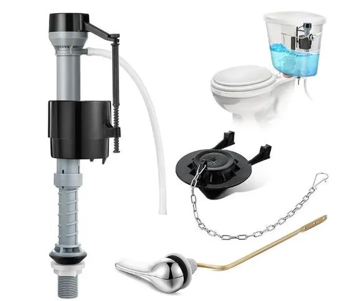 Universal Toilet Repair All-in-1 Tank Set - 2-In Flapper, Solid Brass Metal Toilet Fill Valve Replacement Kit, Side-Mounted Handle, 8-13 In Adjustable, Corrosion-Resistant, Leak-Proof, Low Flow, High Efficiency, Water-Saving, Easy DIY Install, Durable