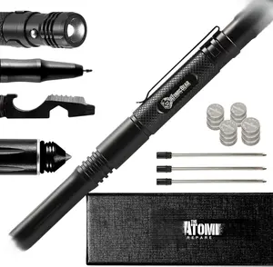 Tactical Pen – Self Defense Pen & Multi-tool Pen - Flashlight Survival Pen for Men & Women - Tactical Gear & Gift - Military EDC Pen + Glass Breaker + Bottle Opener – 3 Ink Refills + 12 Batteries