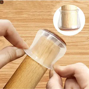12Pcs Round Silicone Chair Leg Floor Protectors, Non‑Slip Furniture Leg Caps, Thickened Noise‑Reduction Felt Pads for Hardwood Tile Floors, Table Stool Feet Protective Covers