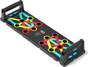 Multi-Functional Push-Up Plate with 4 Color Zones and 16 Holes. Portable and Foldable Push-up Board with Handle for Muscle Building and Strength