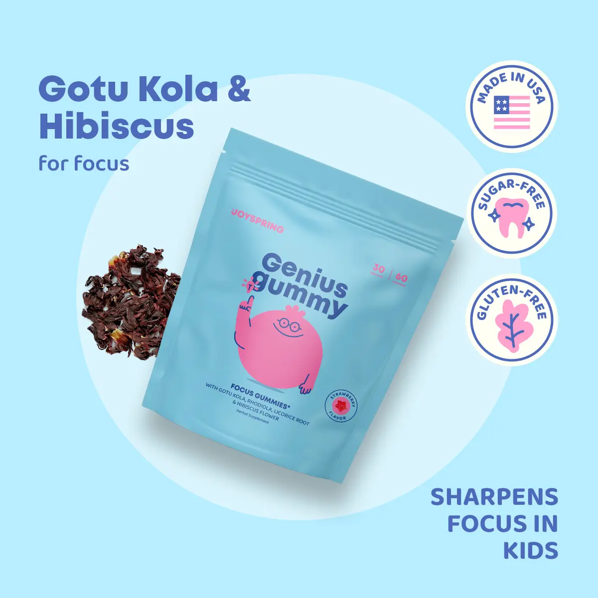 JoySpring Genius Gummies – Natural Ingredient Focus Gummies for a Calmer & More Focused Mind