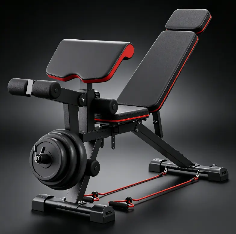 Dufominc Adjustable Weight Bench - Heavy Duty Steel Frame, 8 Positions, Removable Preacher Pad, Ergonomic Design, 800lb Capacity for Full Body Workout, Resistance Training & Upper Body Strength Training