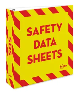 Avery Heavy-Duty Industrial SDS Binder, 2 One-Touch EZD Rings, 540-Sheet Capacity, Yellow/Red Border (18951)