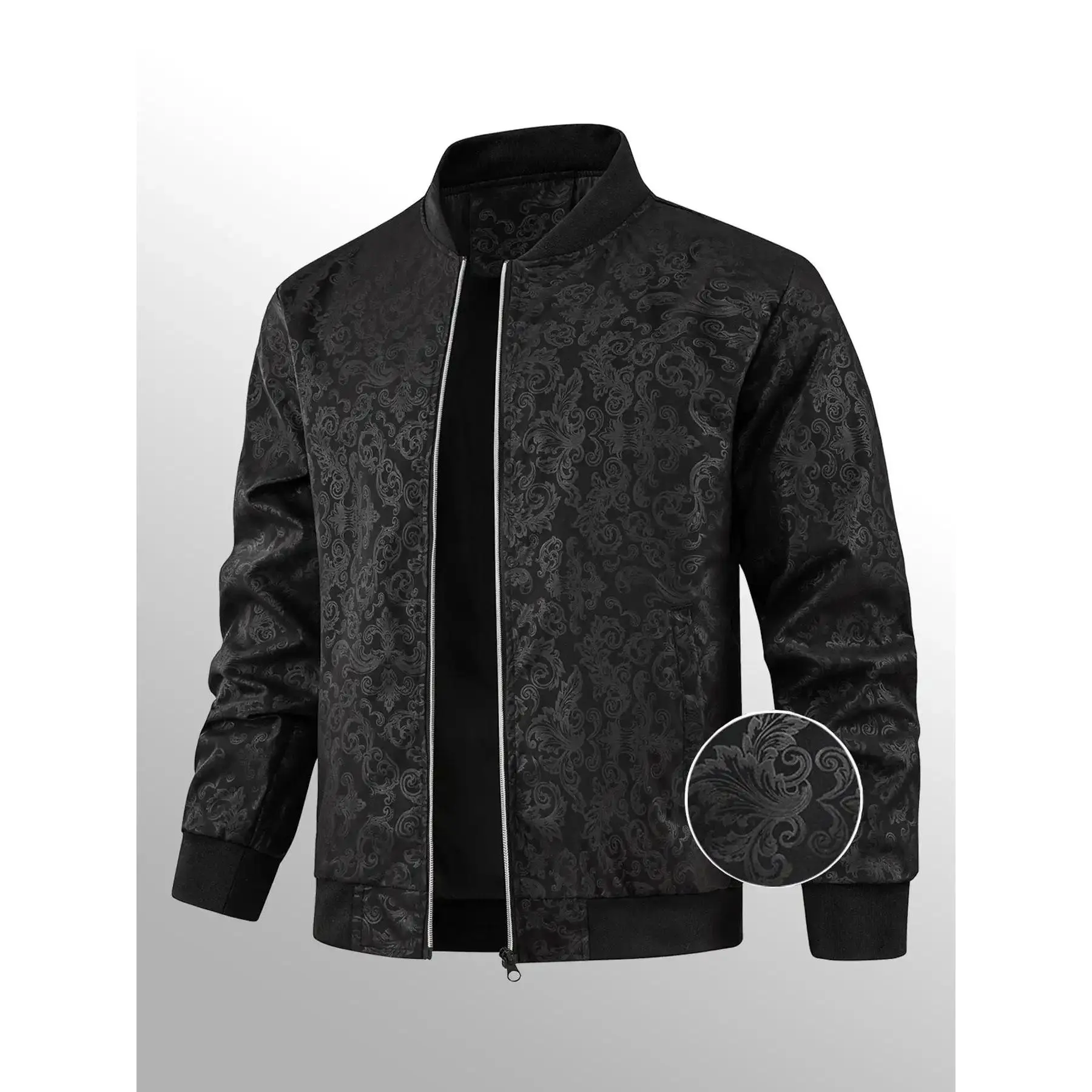 Men’s Jacket Men’s Outdoor Sports Jacket Sports Shirt Windbreaker Steel‑embroidery Phoenix Print Textured Flight Jacket Fashionable Versatile Trendy