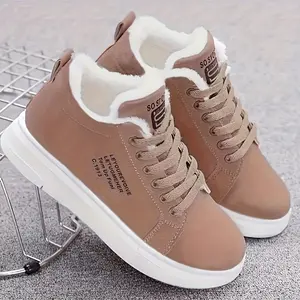 [Lace-up Fleece Boots] Women's Winter Solid Color Lace-up Snow Boots with Fleece Lining, Soft and Warm, Cold-Proof, Lightweight and Comfortable Walking Shoes