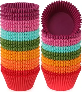 Bright Rainbow Jumbo Cupcake Liners Extra Large Muffin Baking Cups 300-Count Odorless Upgraded & Food Grade Grease-Proof Paper