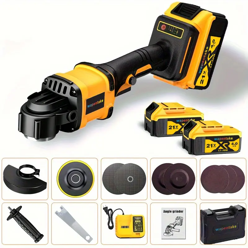 21V Cordless Lithium Ion Angle Grinder Portable Handheld Multi Power Tool for Metal Cutting Grinding Polishing Rust Removal Sanding, Father Dad Gift Workshop Gadget# powerful motor# abrasive disc