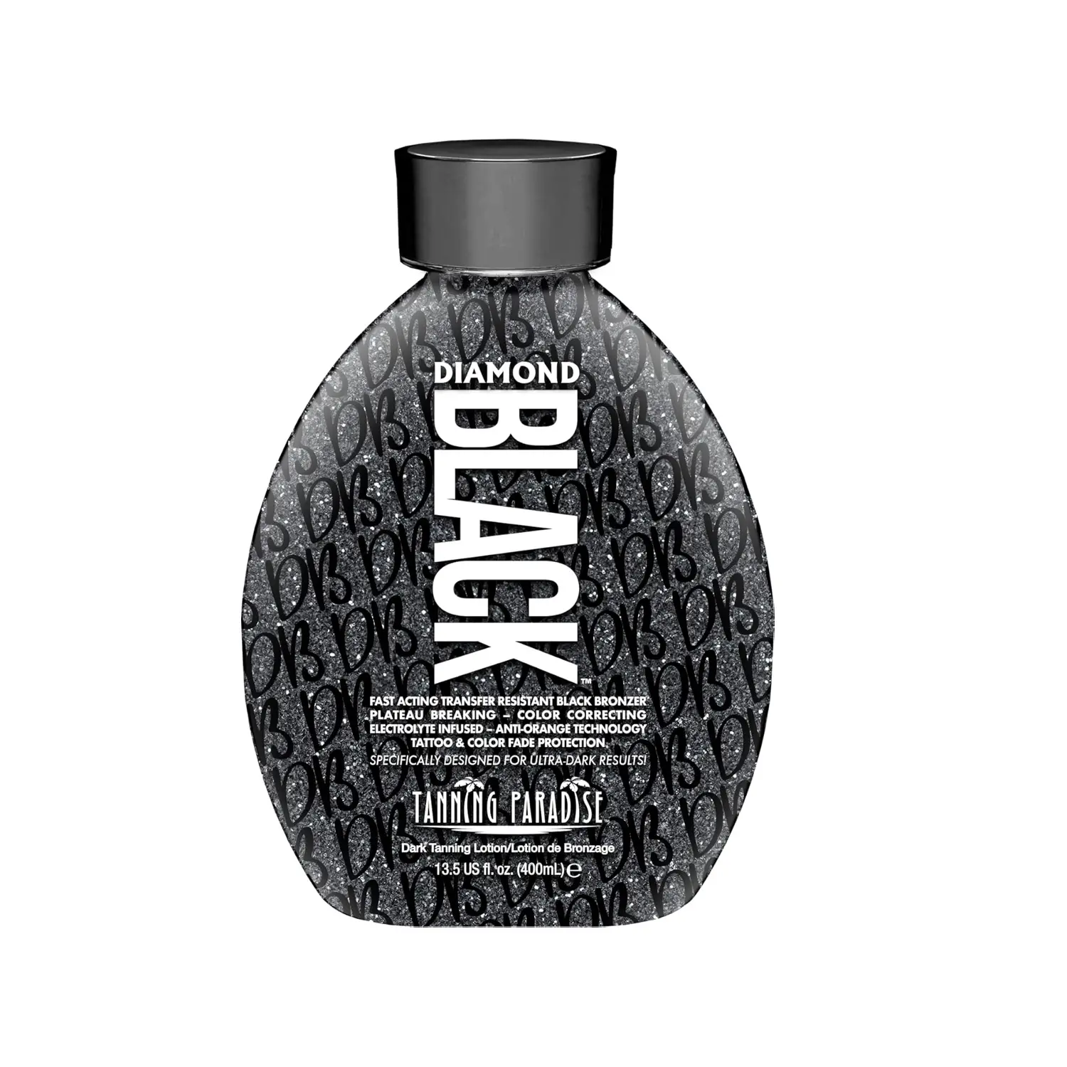 Tanning Paradise Diamond Black Tanning Bed Lotion – 13.5 Fl Oz Transfer Resistant Tanning Lotion for Tanning Beds – Indoor Tanning Lotion for Golden Bronze Color – CC Cream Matte Airbrush Effect Body Care Accelerator Bronzer Cherry Moisturizers Watermelon