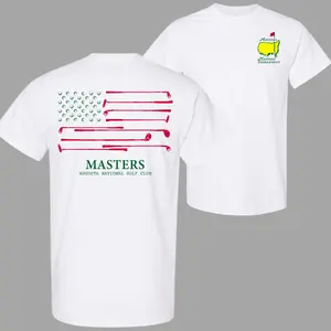 Masters Augusta National Golf Club 2026 T-Shirt, American Flag Golf Ball Graphic Tee, Vintage Golf Tournament Shirt, Double Sided Unisex Cotton Casual Streetwear, Trendy Golf Lover Outfit for Men and Women, Perfect Gift for Golf Fans