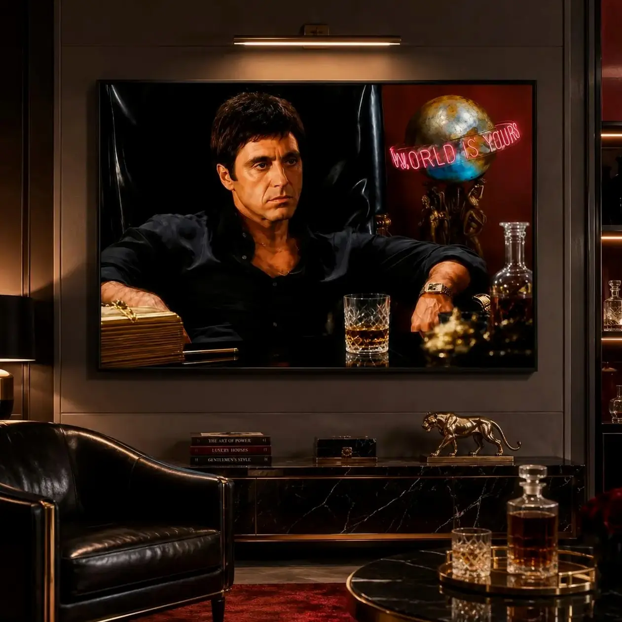 Scarface Canvas Poster | "The World Is Yours" Wall Art Print for Bedroom, Office, Movie Wall Art, Mafia Poster, Man Cave Decor, Motivational Quote Poster, Room Decor Wall Art Poster, Canvas Prints