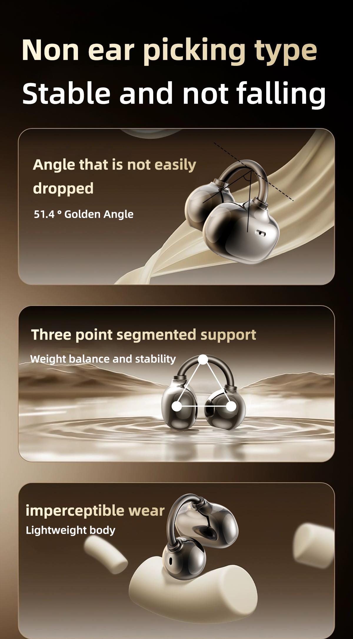 Upgraded Clip-On Earbuds Comfortable fit &The Ultimate Unzip Tool,360-degree twist-off cap,Crystal-Clear Sound, Bluetooth 6.0 Wireless Headphones,Ideal for Small Ears,Sports,Glasses outdoorfun