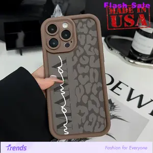 Trendy MAMA Leopard Case for iPhone 16 15 14 Pro Max 13 12 11 XR XS E Plus Shockproof Full Camera Protection Durable slim Silicone Cover