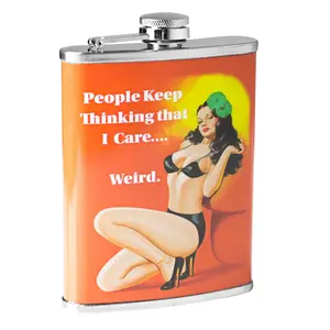 People Keep Thinking That I Care...Weird, Stainless Steel Hip Flask