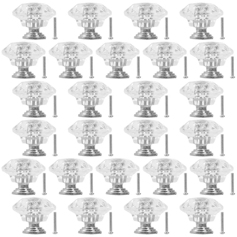 Furniture Flip Essential: 26-Pack Crystal Drawer Knobs - Clear Diamond Cabinet Pulls for Easy Home Makeover