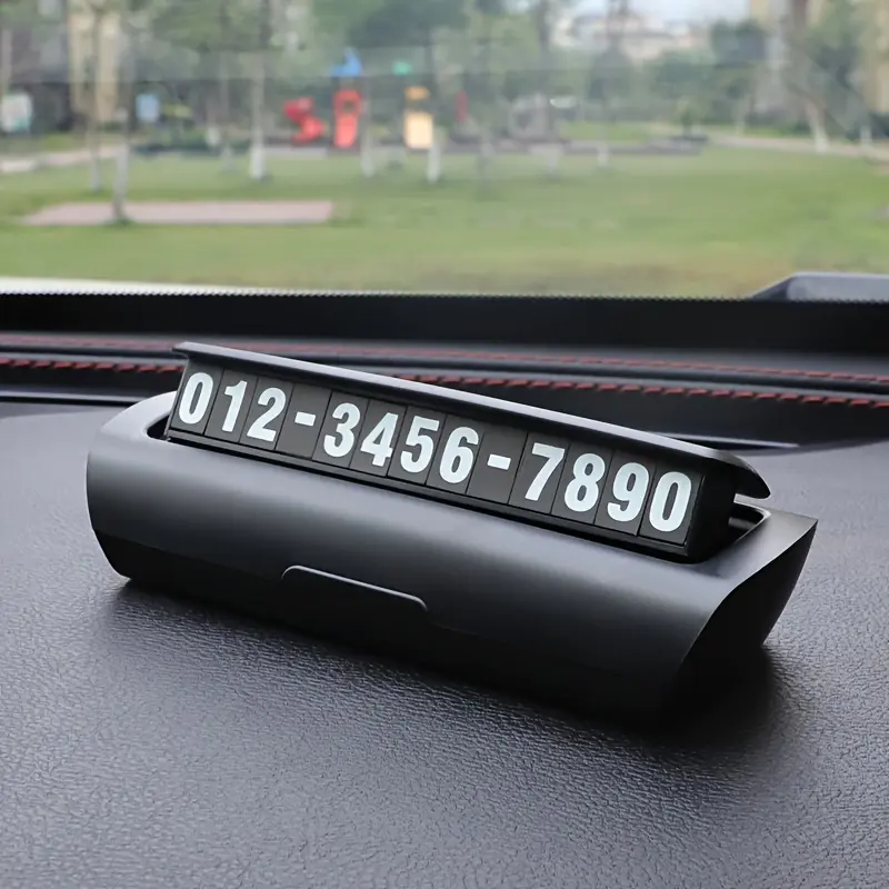 Car dashboard decorative magnetic license plate number plate - ABS material, with lighting temporary parking card accessories, used for vehicle styling, two-piece couple interior decoration, decorative license plate, high-quality magnet, smooth surface