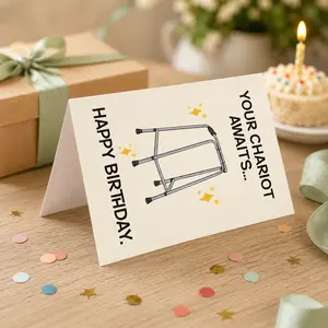 Funny Birthday Card for Men Women, Your Chariot Awaits Greeting Card with Envelope, Unique Birthday Gift for Mom Dad Grandpa Grandma Brother Sister
