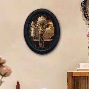 Funny Giraffe Frame Art, Bathroom Decorative Piece, Fun Desktop Ornament, Unique Skincare Theme, Perfect for Adding Humor to Your Space, Wall Art Decor