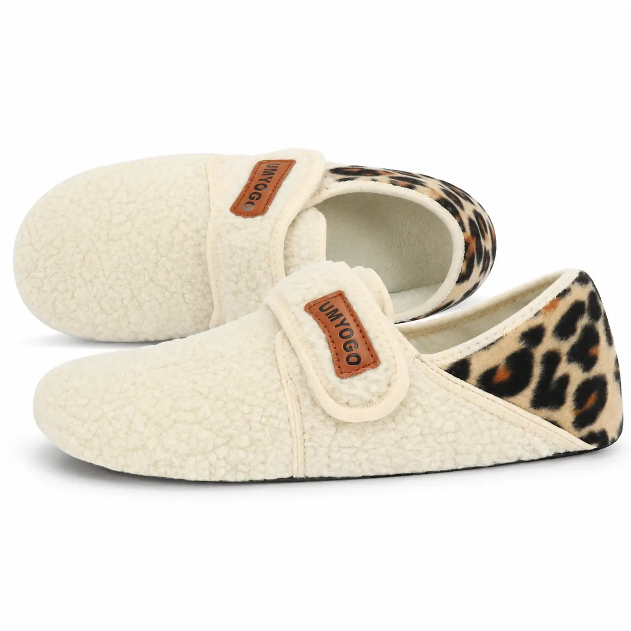 UMYOGO Warm House Slippers, Soft Fleece Lined Closed Toe Shoes with Convertible Heel and Non Slip Sole for Indoor Wear
