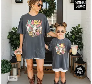 Western Mama & Mini Cow Print Shirt Comfort Colors, Trendy Women's Tshirt