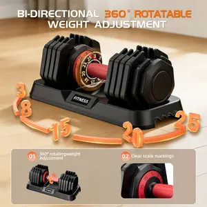 25LB*2. 25 lbs Pair of Dumbbells Fitness 25-Pound Self-Adjustable Training Dumbbell Easy One-Handed 10-Gear Weight Adjustment Ergonomic Nylon Grip convertible dumbbell weights dumbbells