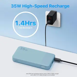 10000mAh Power Bank Fast Charging, Portable Charger, Battery Pack with C to C Cable, Battery Bank with Digital Display for iPhone iPad Android