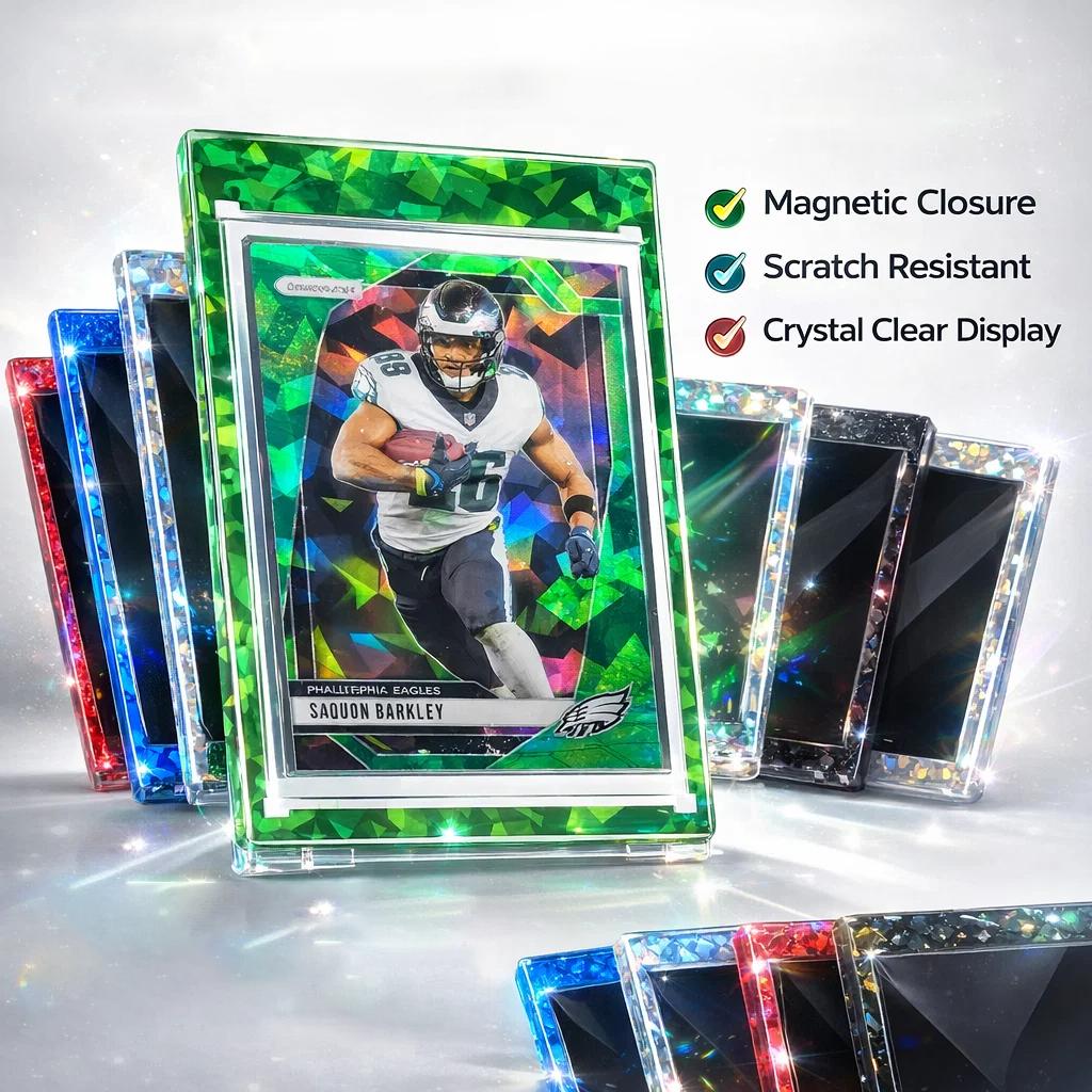 25 Pack Multi-color Ice Magnetic Card Holder 35pt, Magnetic Card Display Case, UV Protection, Trading Card Showcase Bumper